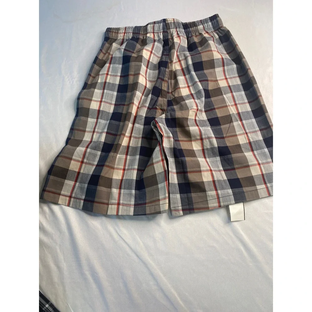 Hanes Mens 2 Pack Plaid Pajama Shorts Small Black Brown Cotton Blend Sleepwear